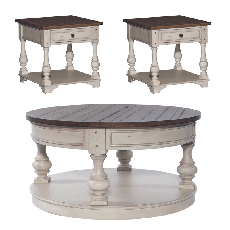 Liberty Furniture Morgan Creek Opt 3 Piece Living Room Table Set - White