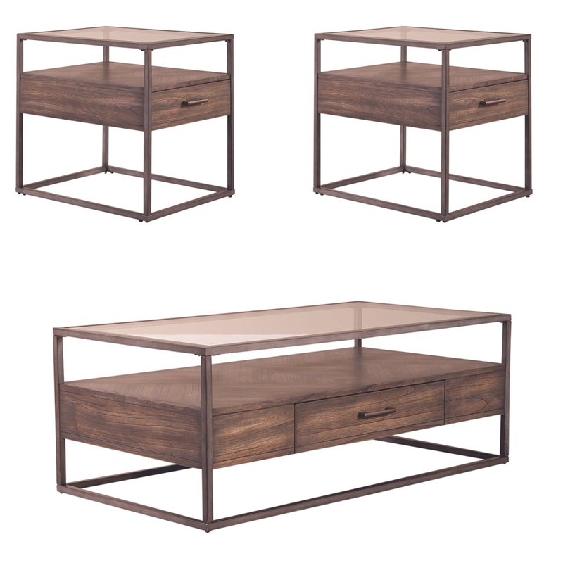 Liberty Furniture Jamestown 3 Piece Living Room Table Set - Brown