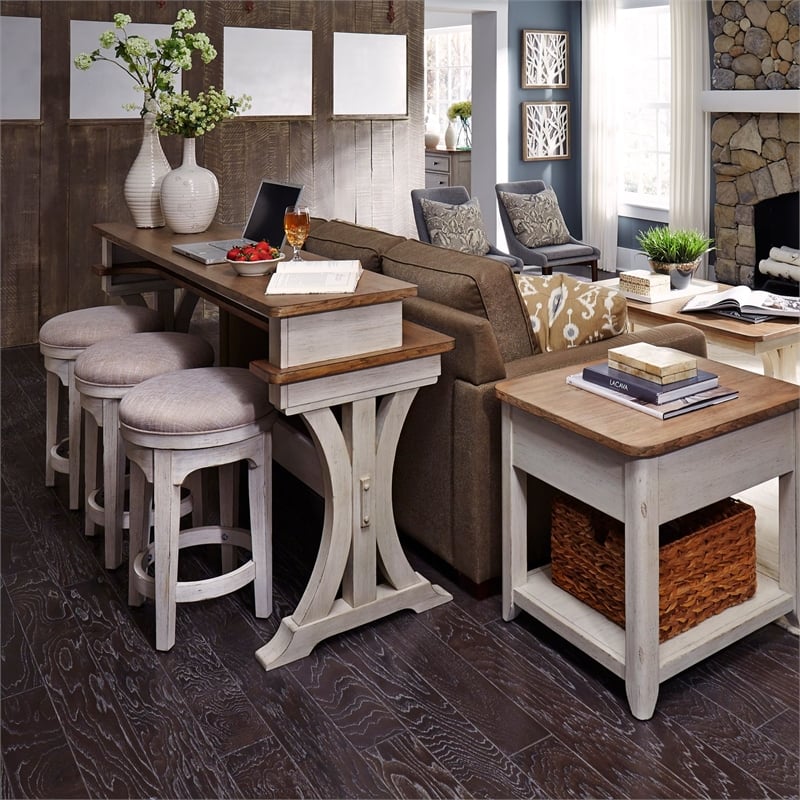 Liberty Furniture Farmhouse Reimagined Console Bar Table - White