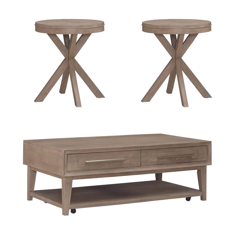 Liberty Furniture Brentwood Opt 3 Piece Living Room Table Set - Brown
