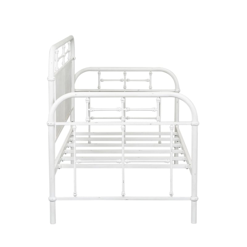 Liberty Furniture Vintage Series Twin Metal Day Bed - Antique White - Black