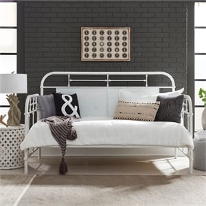 Liberty Furniture Vintage Series Twin Metal Day Bed - Antique White - Black
