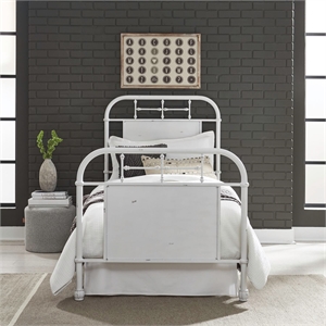 Liberty Furniture Vintage Series Full Metal Bed - Antique White - Black