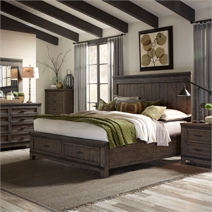 Liberty Furniture Thornwood Hills King Storage Bed Dresser & Mirror Nightstand