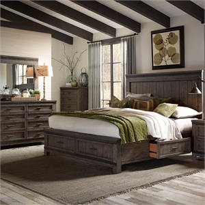 Liberty Furniture Thornwood Hills Queen Double Storage Bed Dresser & Mirror