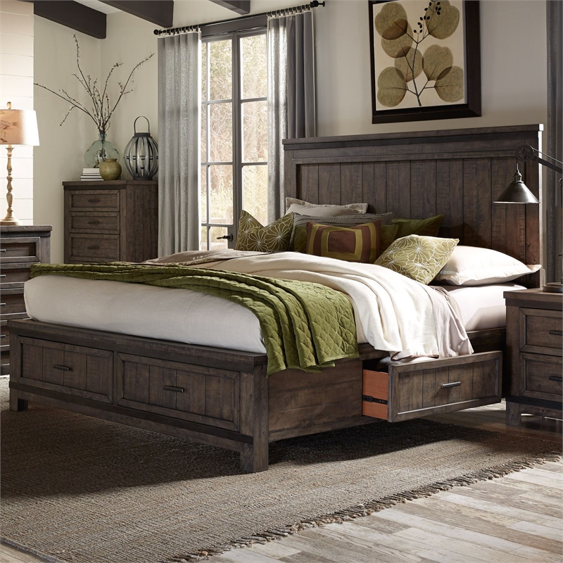 Liberty Furniture Thornwood Hills Queen Double Storage Bed Dresser Mirror Chest