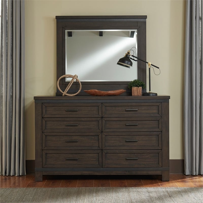 Liberty Furniture Thornwood Hill Queen Panel Bed Dresser Mirror Chest Nightstand