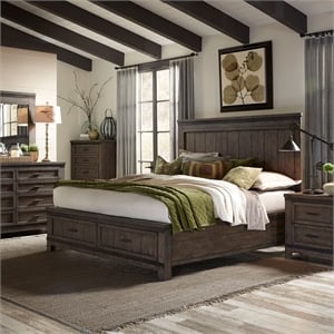 Liberty Furniture Thornwood Hills Queen Storage Bed Dresser & Mirror Nightstand