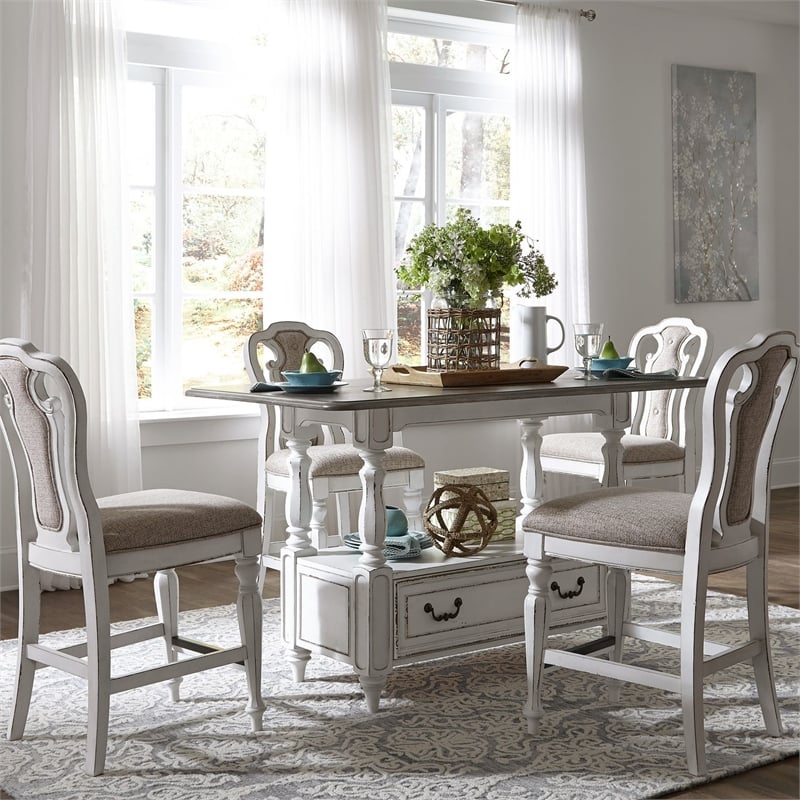 Liberty Furniture Magnolia Manor 5 Piece Gathering Table Dining Room Set - White