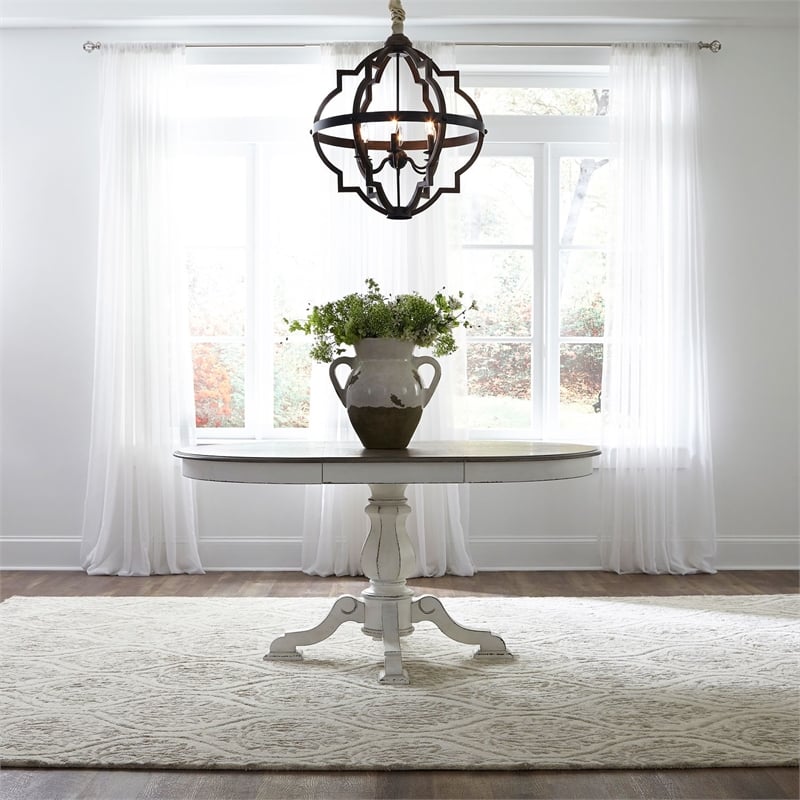 Liberty Furniture Magnolia Manor 5 Piece Pedestal Table Dining Room Set - White