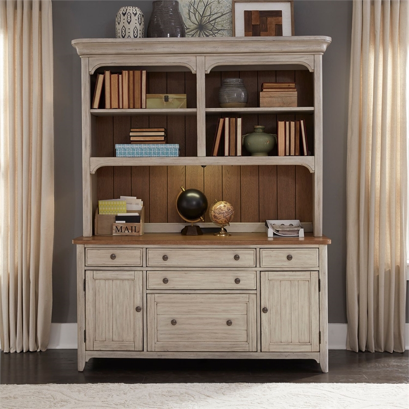 Liberty Furniture Farmhouse Reimagined 3 Piece Desk & Hutch Set - White