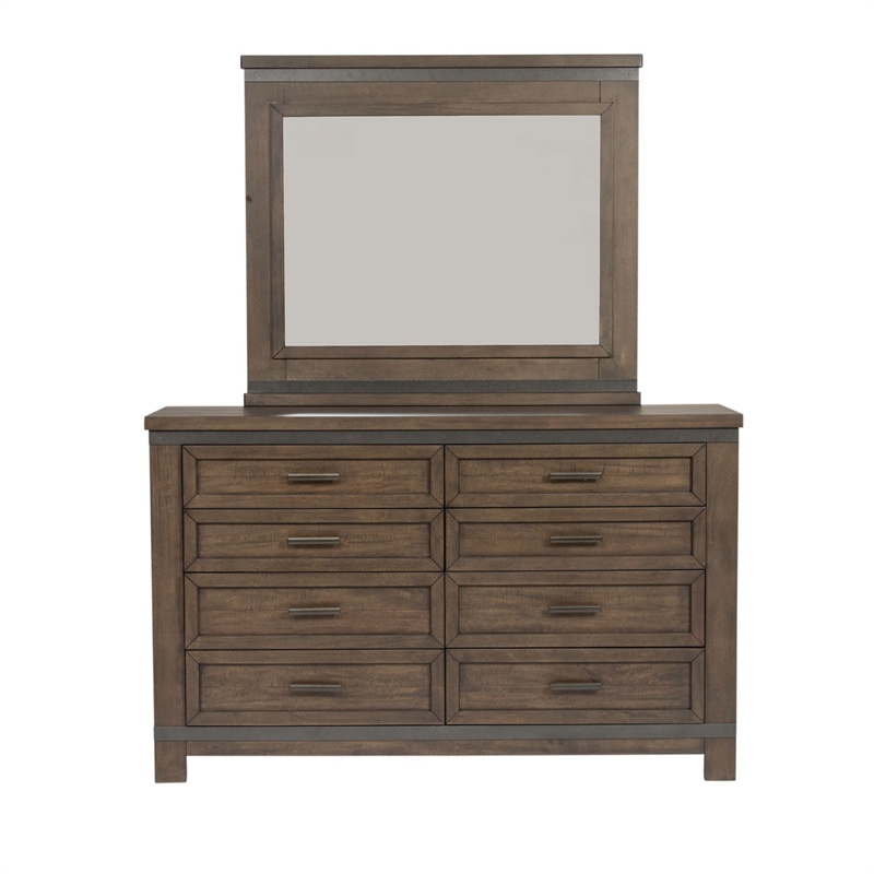 Liberty Furniture Thornwood Hills King Double Storage Bed Dresser & Mirror