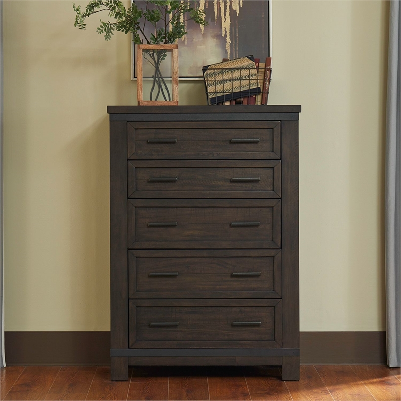 Liberty Furniture Thornwood Queen Storage Bed Dresser Mirror Chest Nightstand