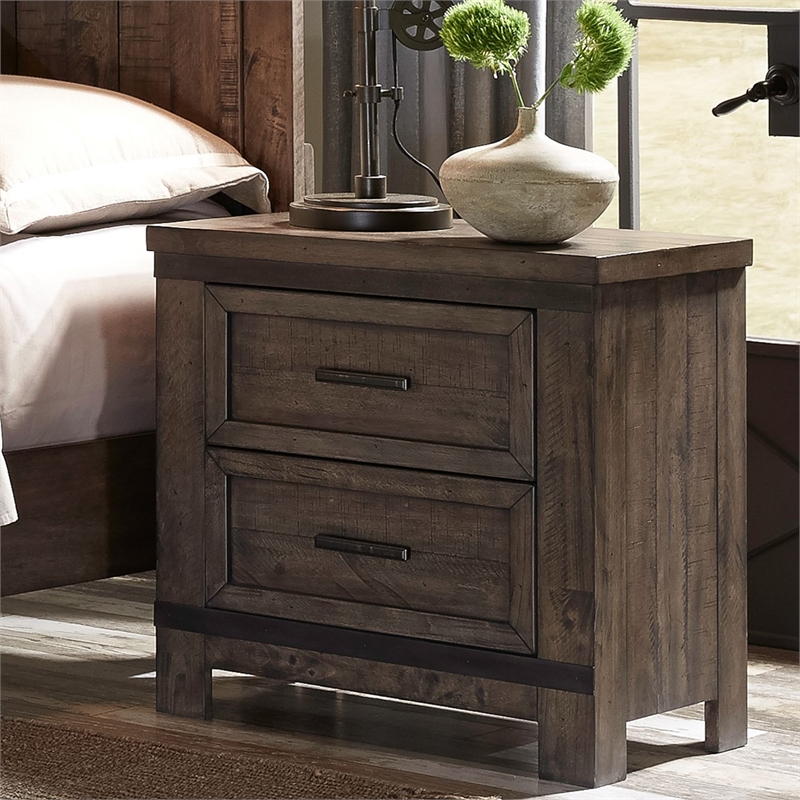 Liberty Furniture Thornwood Queen Storage Bed Dresser Mirror Chest Nightstand
