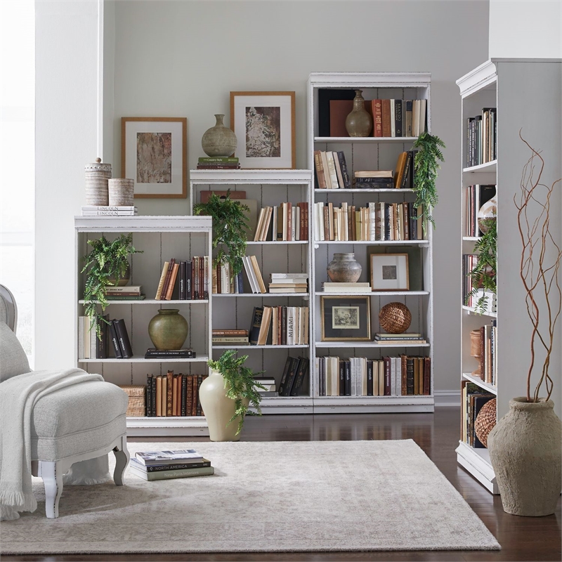 Liberty Furniture Magnolia Manor Stepped Bookcase Wall - White