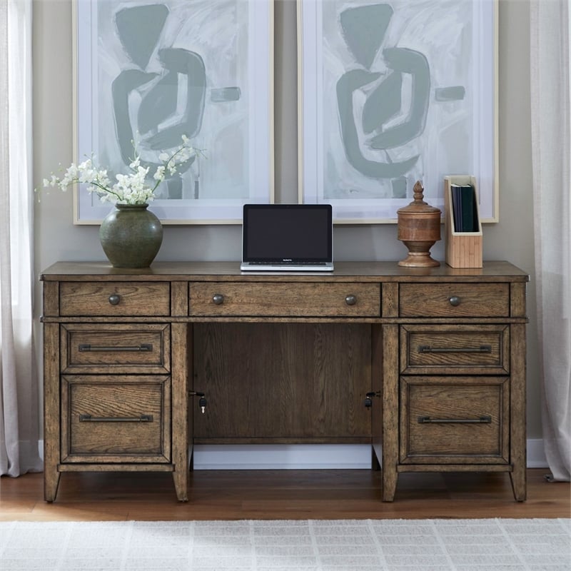 Liberty Furniture Carolina Park 5 Piece Jr Executive Desk Set - Brown
