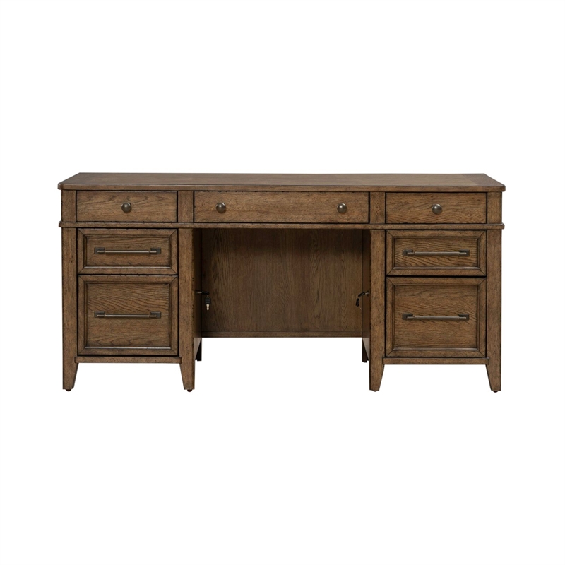 Liberty Furniture Carolina Park Jr Executive Credenza Desk - Brown