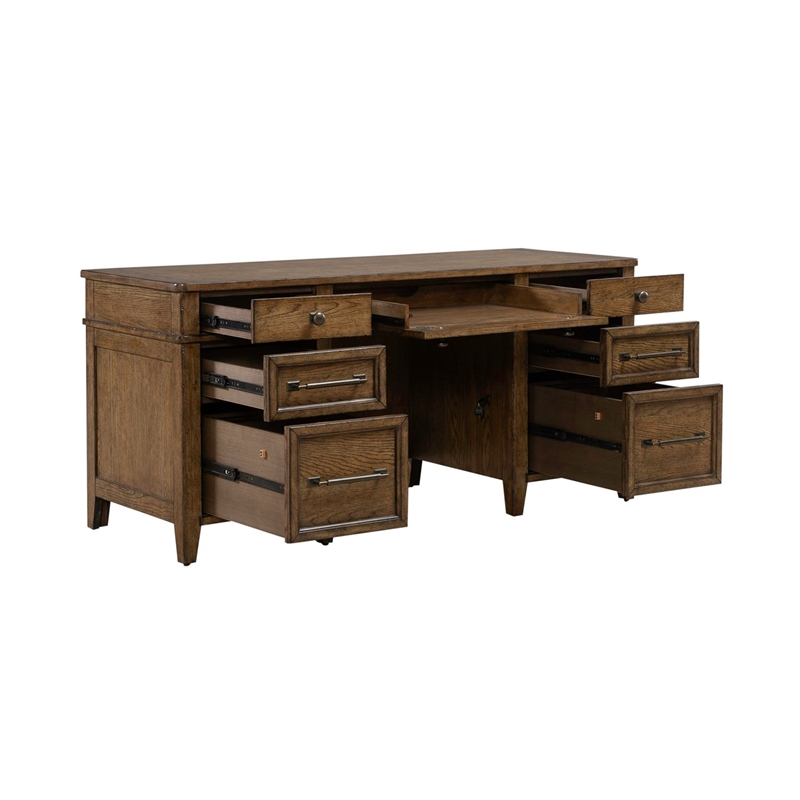 Liberty Furniture Carolina Park Jr Executive Credenza Desk - Brown