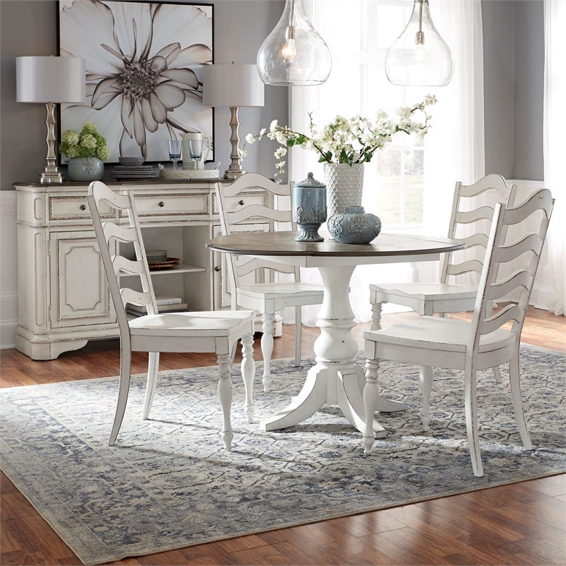 Liberty Furniture Magnolia Manor 5 Piece Drop Leaf Dining Table Set - White