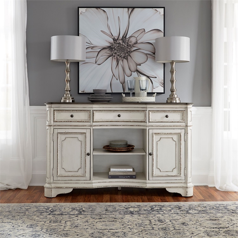 Liberty Furniture Magnolia Manor 3 Piece Dining Room Server Set with Piers White