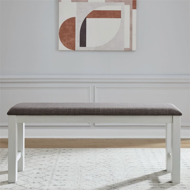 Liberty Furniture Brook Bay Upholstered Counter Bench for Dining Room - White