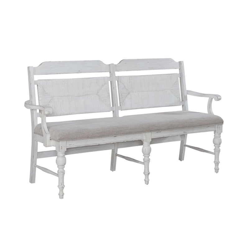 Liberty Furniture River Place Panel Back Bench for Dining Room - White