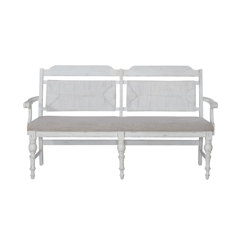Liberty Furniture River Place Panel Back Bench for Dining Room - White