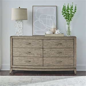 Liberty Furniture Avalon 6 Drawer Dresser for Bedroom - Brown Oak Wood