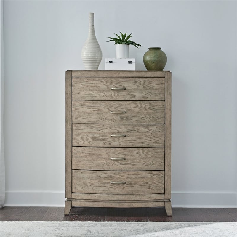 Liberty Furniture Avalon 5 Drawer Chest for Bedroom - Brown Oak Wood