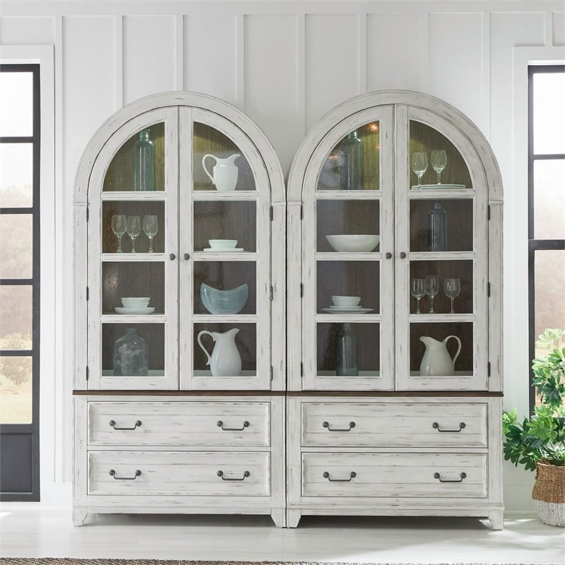 Liberty Furniture River Place Bunching Curio Cabinet Set Dining Storage White