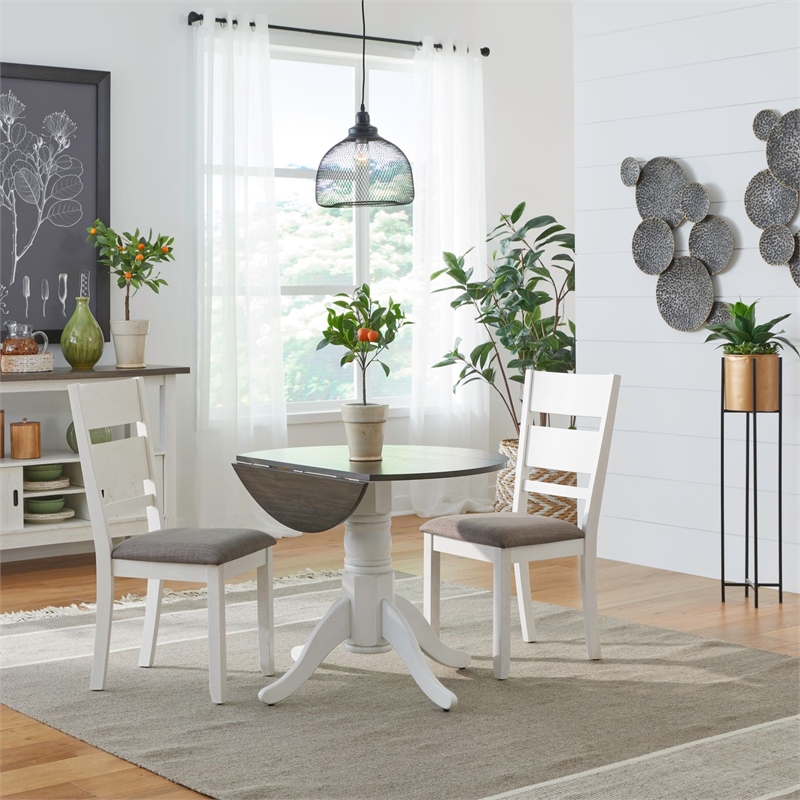 Liberty Furniture Brook Bay Opt 3 Piece Drop Leaf Table Dining Room Set White
