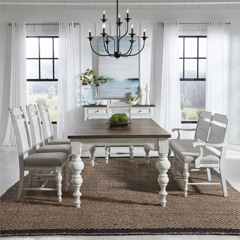 Liberty Furniture River Place 6 Piece Rectangular Table Dining Room Set White
