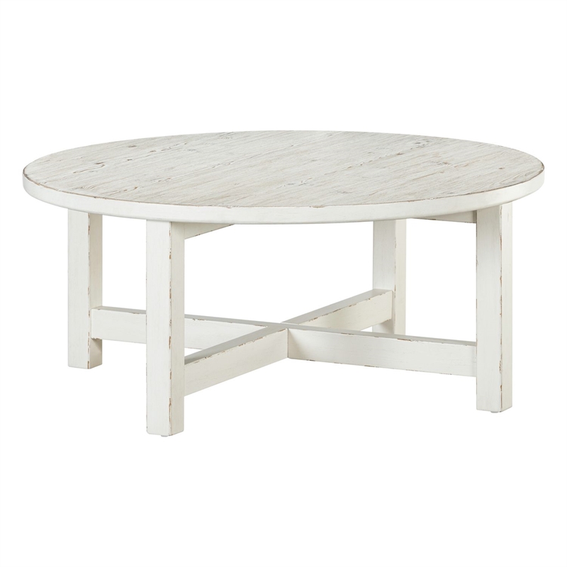 Liberty Furniture Backroads Round Cocktail Table - White W42 x D42 x H18