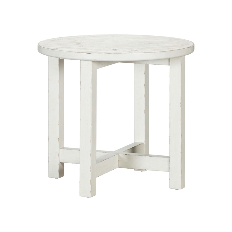 Liberty Furniture Backroads Round End Table - White W28 x D28 x H25