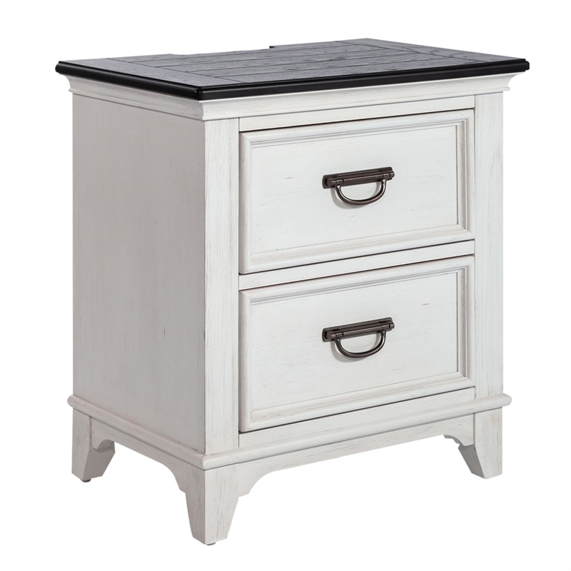 Liberty Furniture Allyson Park 2 Drawer Night Stand with Charging Station White