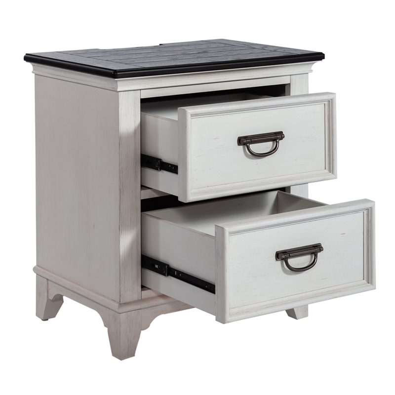 Liberty Furniture Allyson Park 2 Drawer Night Stand with Charging Station White