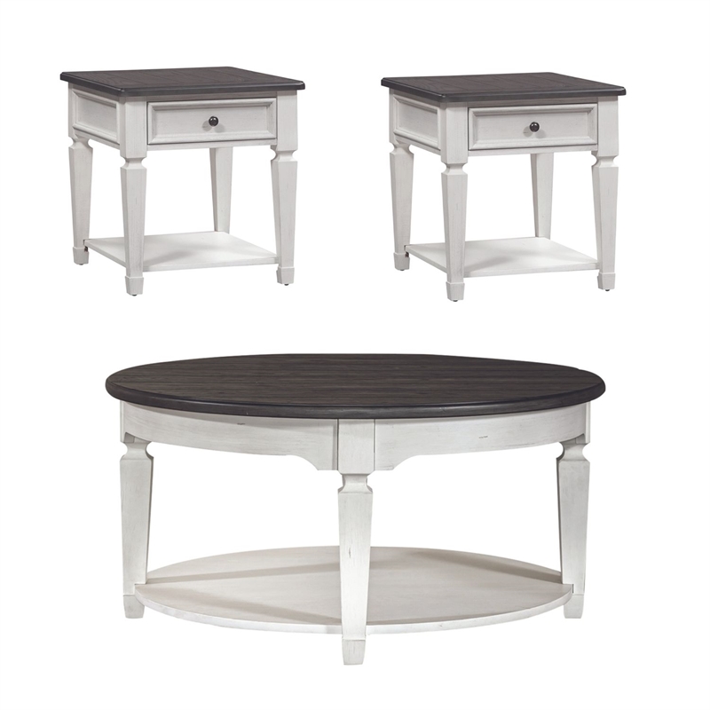Liberty Furniture Allyson Park Opt 3 Piece Living Room Cocktail Table Set White