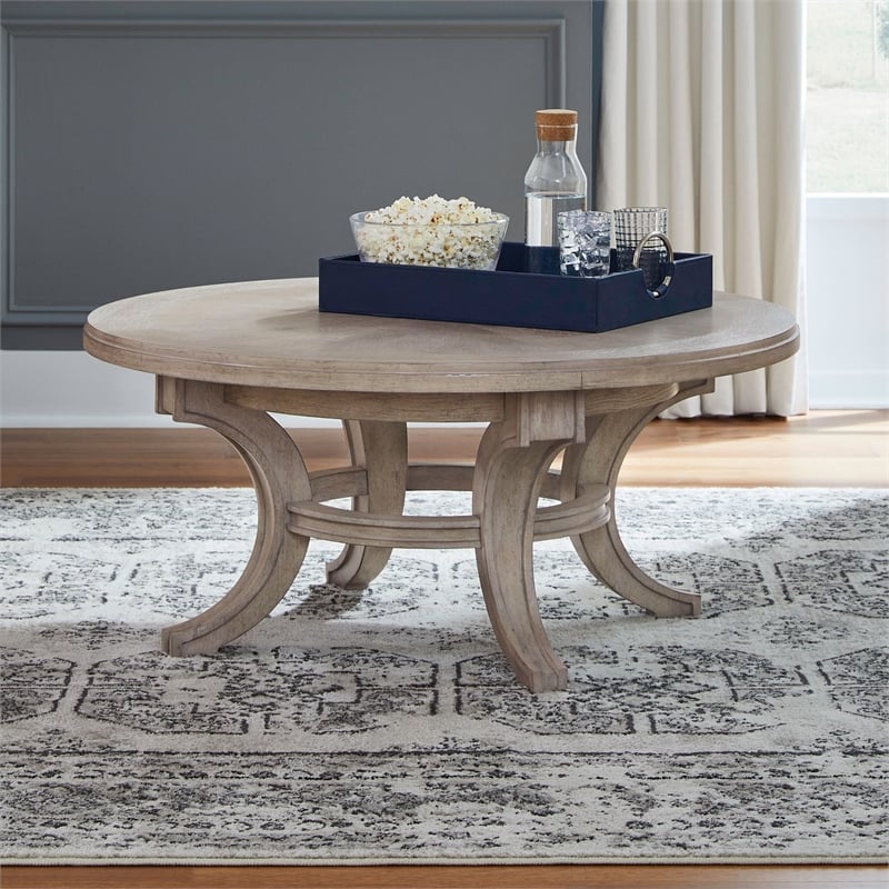 Liberty Furniture New Haven Round Cocktail Table - White W40 x D40 x H18