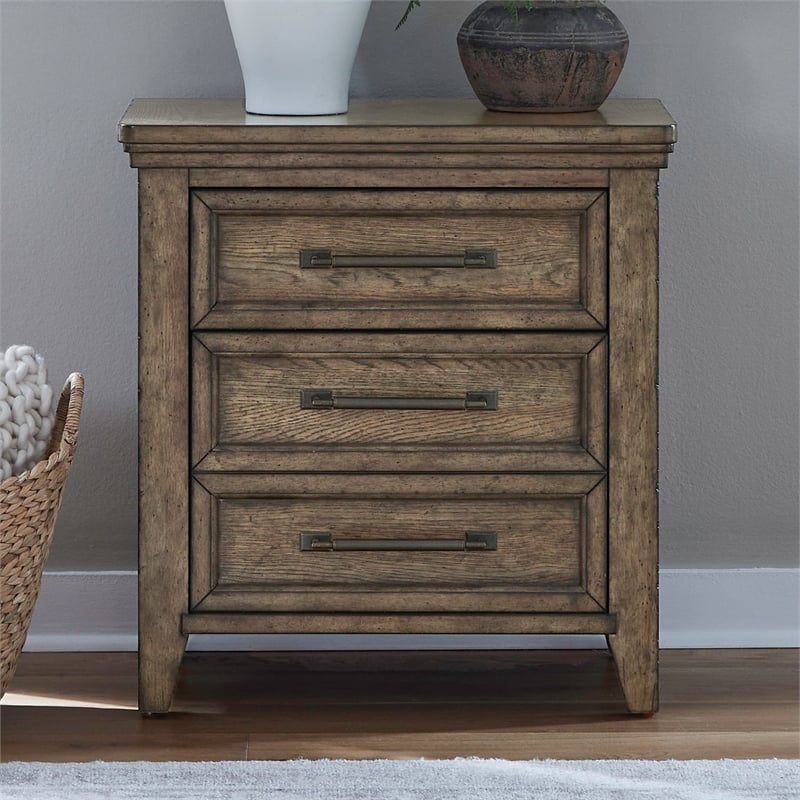 Liberty Furniture Carolina Park Nightstand with Charging Station - Brown