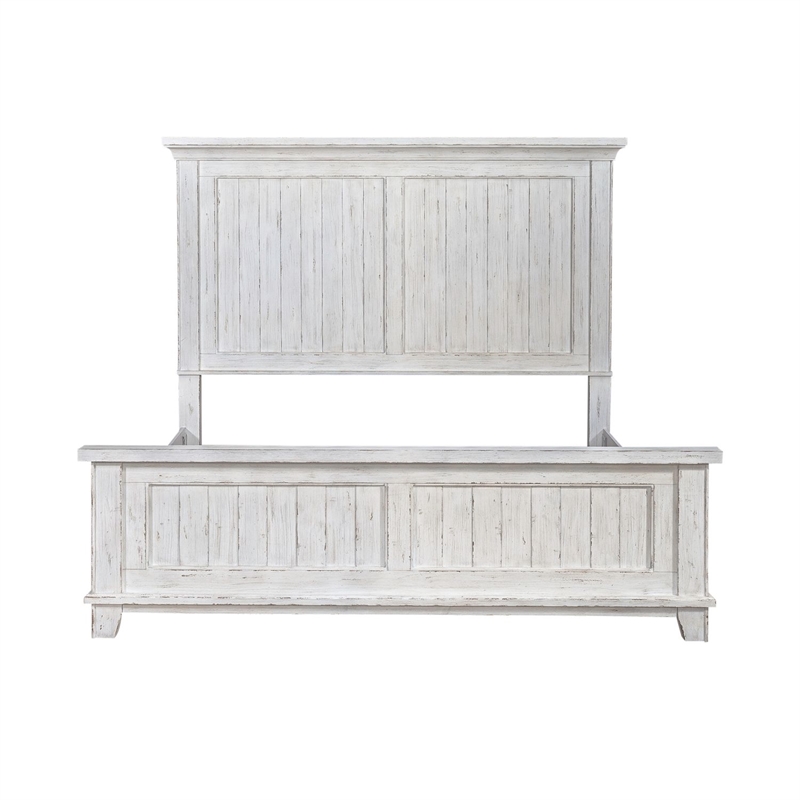 Liberty Furniture River Place King Panel Bed Dresser & Mirror Chest - White