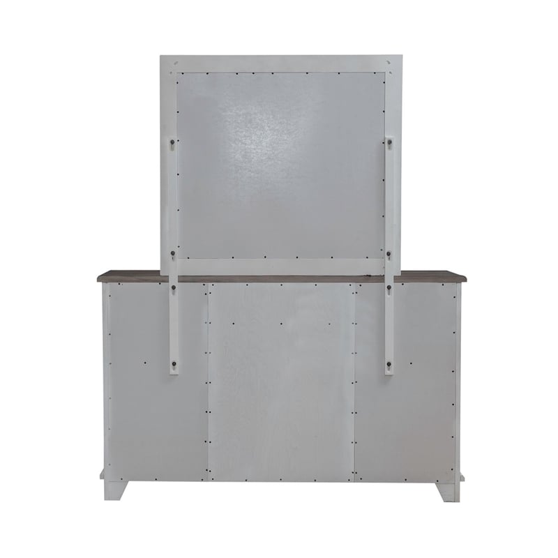 Liberty Furniture River Place Queen Panel Bed Dresser & Mirror - White