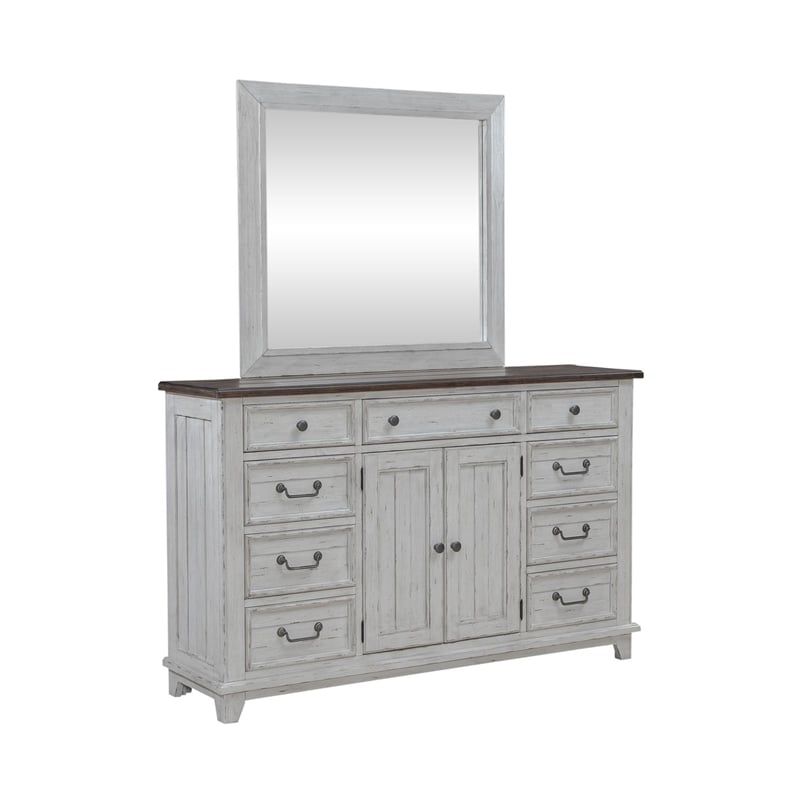 Liberty Furniture River Place Queen Panel Bed Dresser & Mirror Nightstand