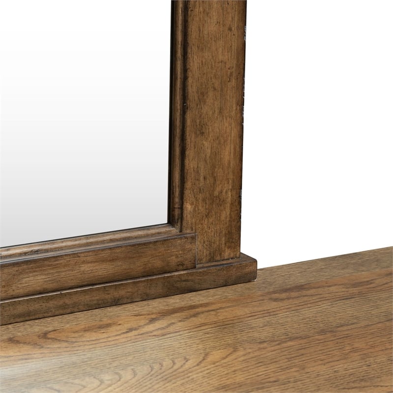 Liberty Furniture Carolina Park King Panel Bed Dresser & Mirror - Brown