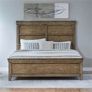 Liberty Furniture Carolina Park King Panel Bed Dresser & Mirror - Brown