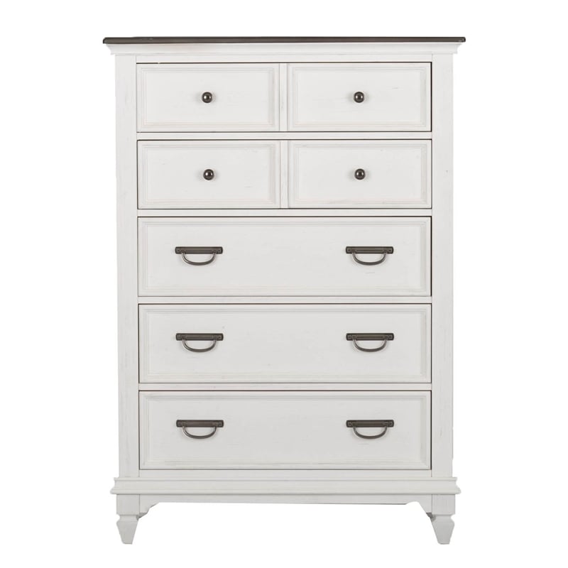 Liberty Furniture Allyson Park King Panel Bed Dresser & Mirror Chest Nightstand