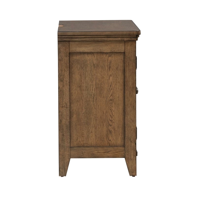 Liberty Furniture Carolina Park 2 Door Bedside Chest Charging Station - Brown