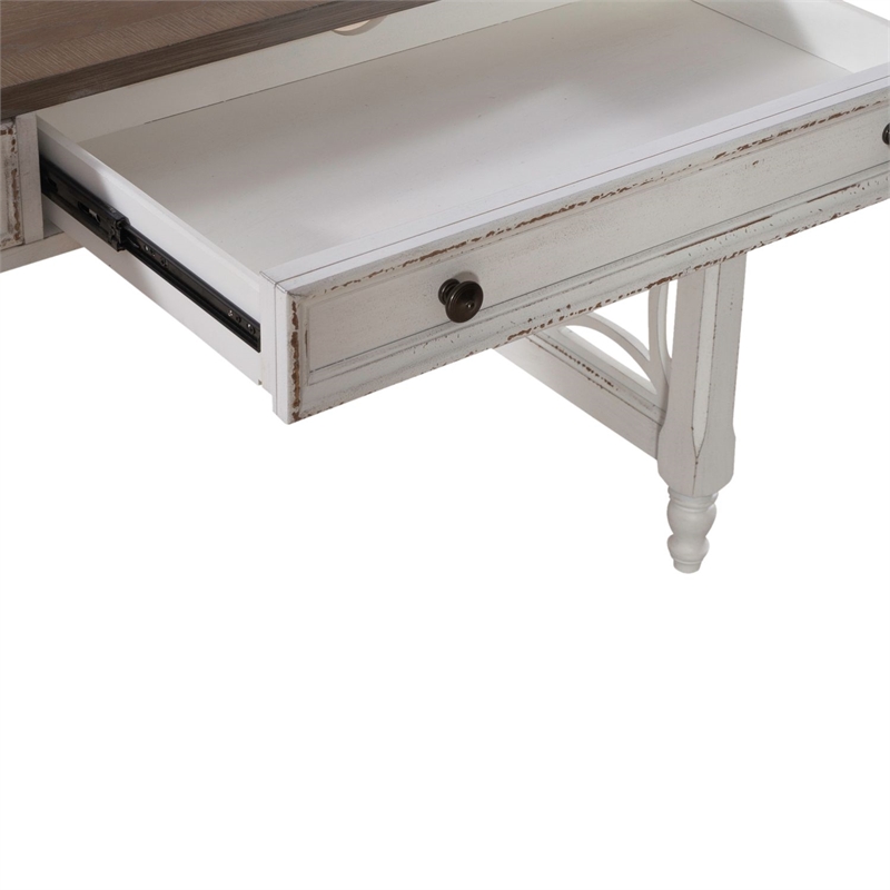 Liberty Furniture Magnolia Manor Home Office L Writing Desk Space Saving - White