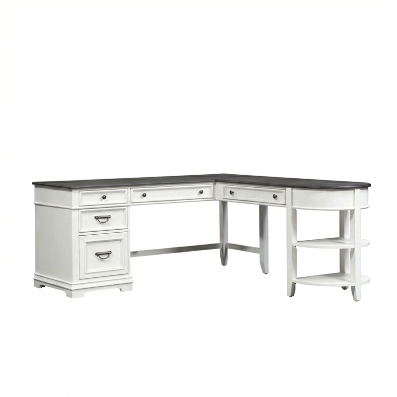 Liberty Furniture Allyson Park Optional L Shaped Desk Set for Home Office White