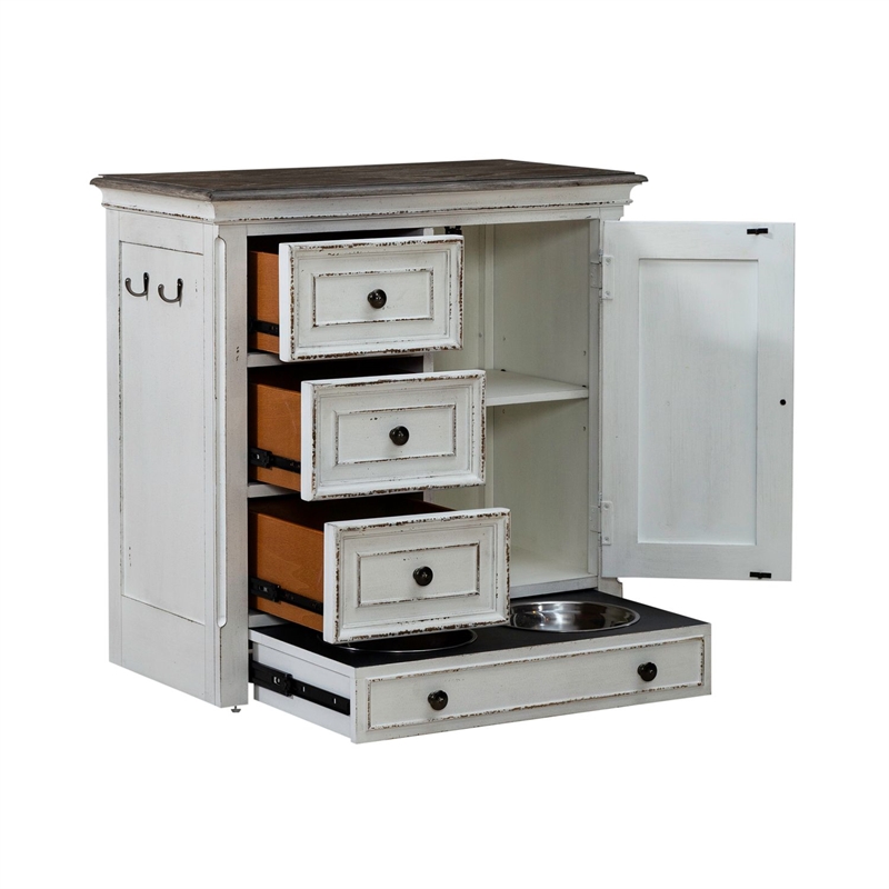 Liberty Furniture Magnolia Manor Pet Feeder Cabinet - White
