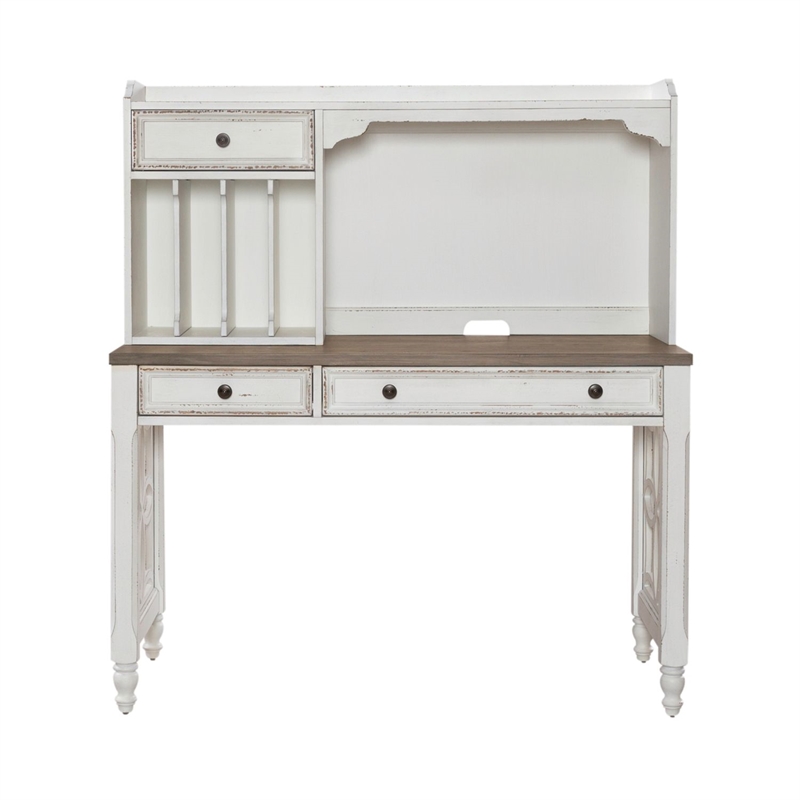Liberty Furniture Magnolia Manor Home Office L Shaped Desk Set with Hutch White